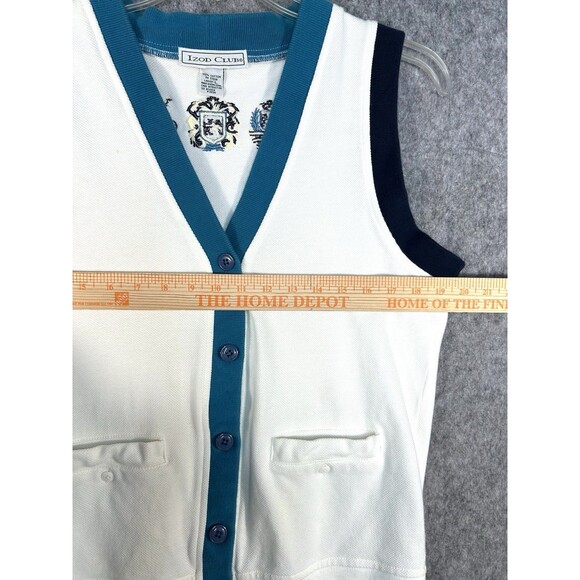 Vintage Izod Club Womens White Vest Golf Size L Embroidered Casual Classic Retro - Picture 9 of 9